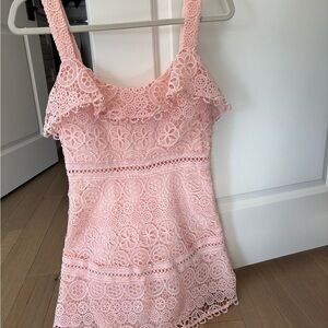 Lovers + Friends Pink Lace Mini Dress
